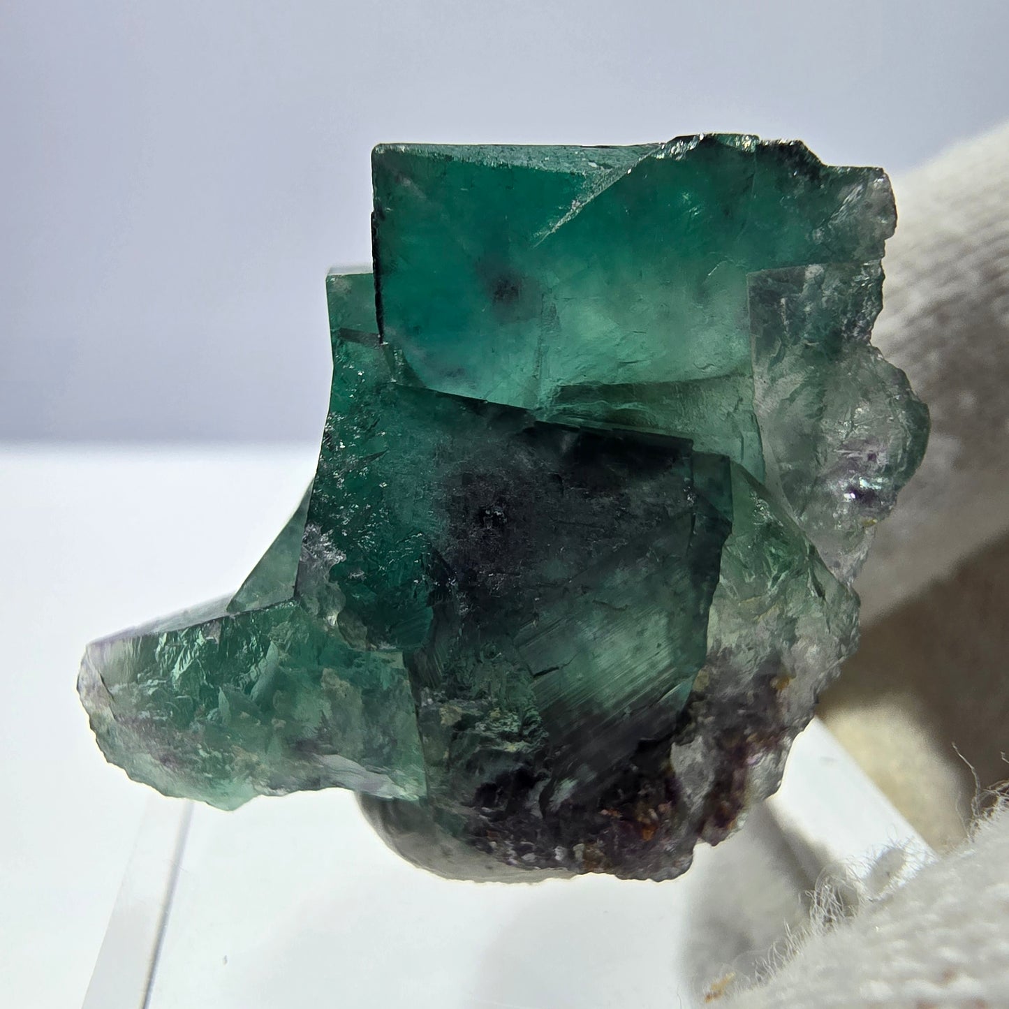 Spécimen zonal de cube de fluorite fantôme, vert violet, Okorusu, Namibie, 30 x 28 x 24 mm 