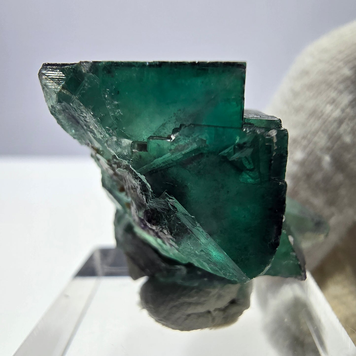 Spécimen zonal de cube de fluorite fantôme, vert violet, Okorusu, Namibie, 30 x 28 x 24 mm 