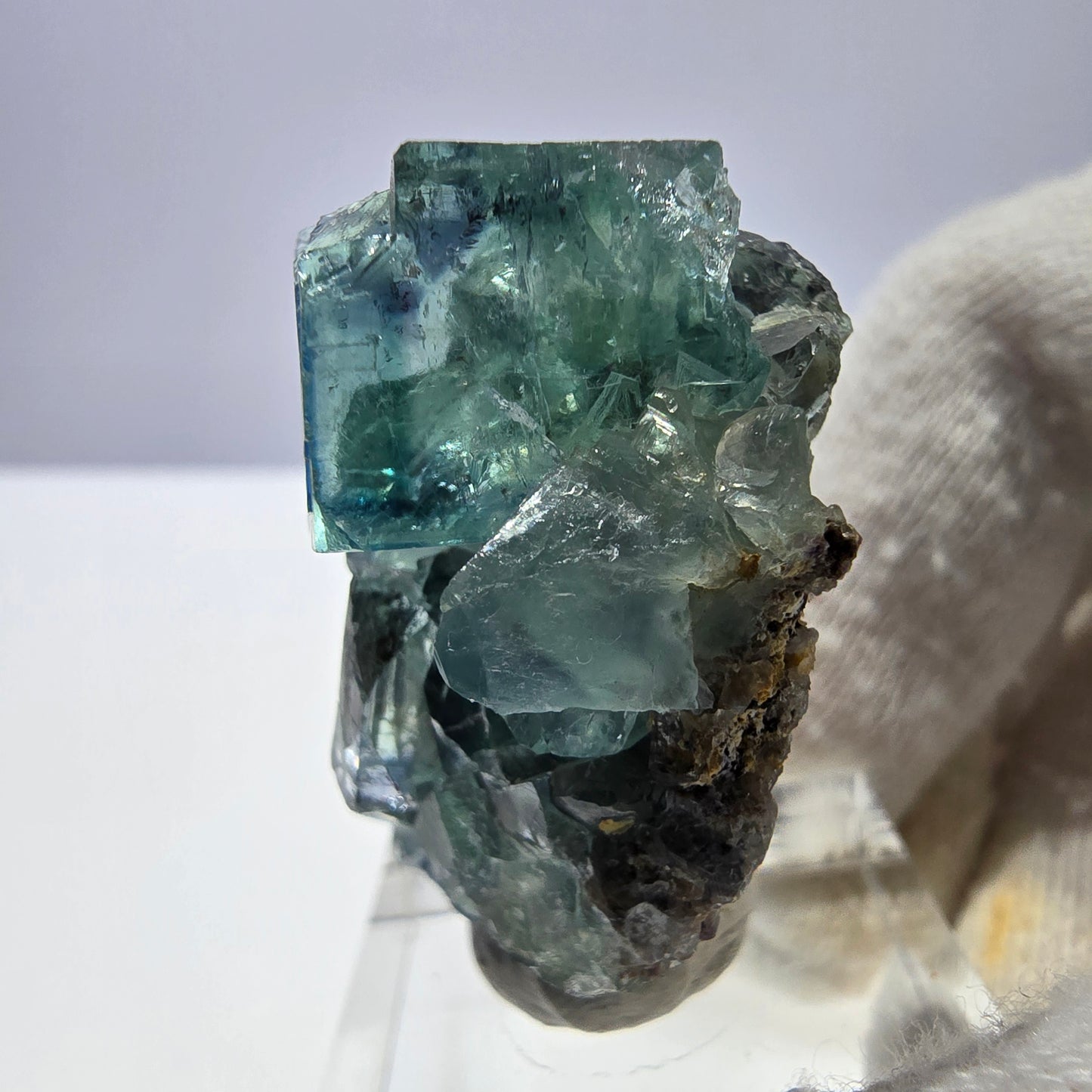 Spécimen de cube de fluorite fantôme très clair, vert Okorusu, Namibie 39*23*21mm 