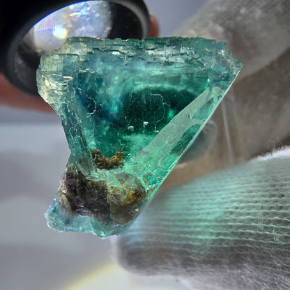 Cube de fluorite fantôme parqueté, vert turquoise Okorusu, Namibie 32*25*19mm 