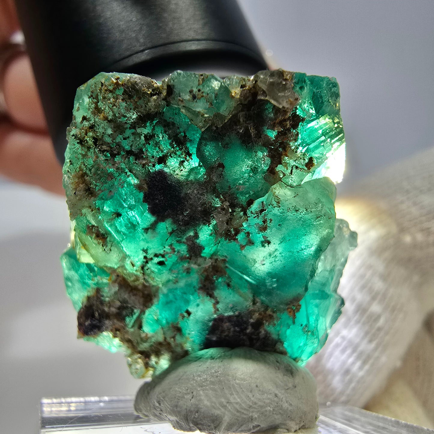 Cube de fluorite fantôme parqueté vert turquoise Okorusu Namibie 29*27*17mm 