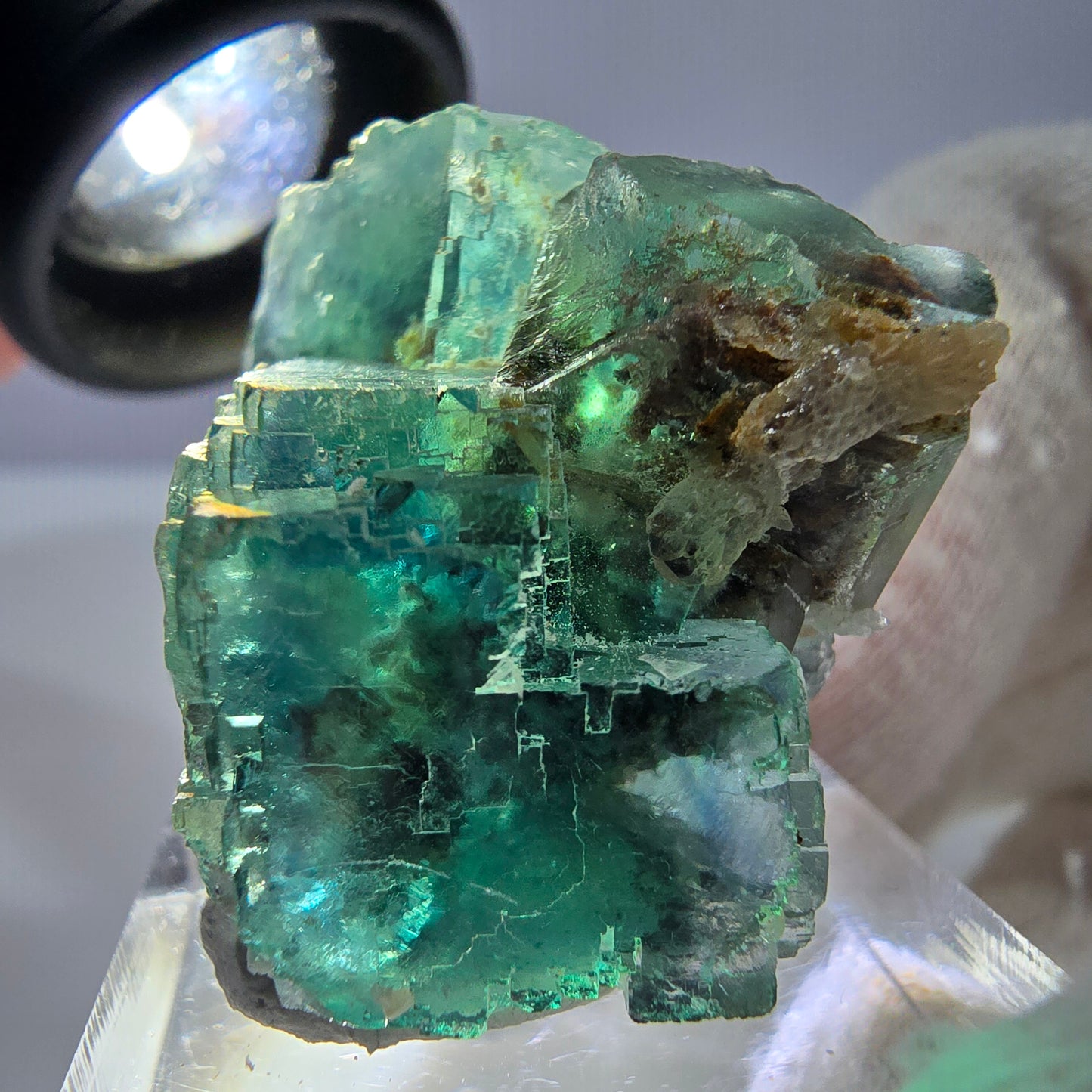 Spécimen de cube de fluorite fantôme parqueté vert turquoise Okorusu, Namibie 37*32*22mm 