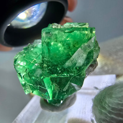 Cube de fluorite fantôme parqueté, vert Okorusu, Namibie 25*21*16mm 