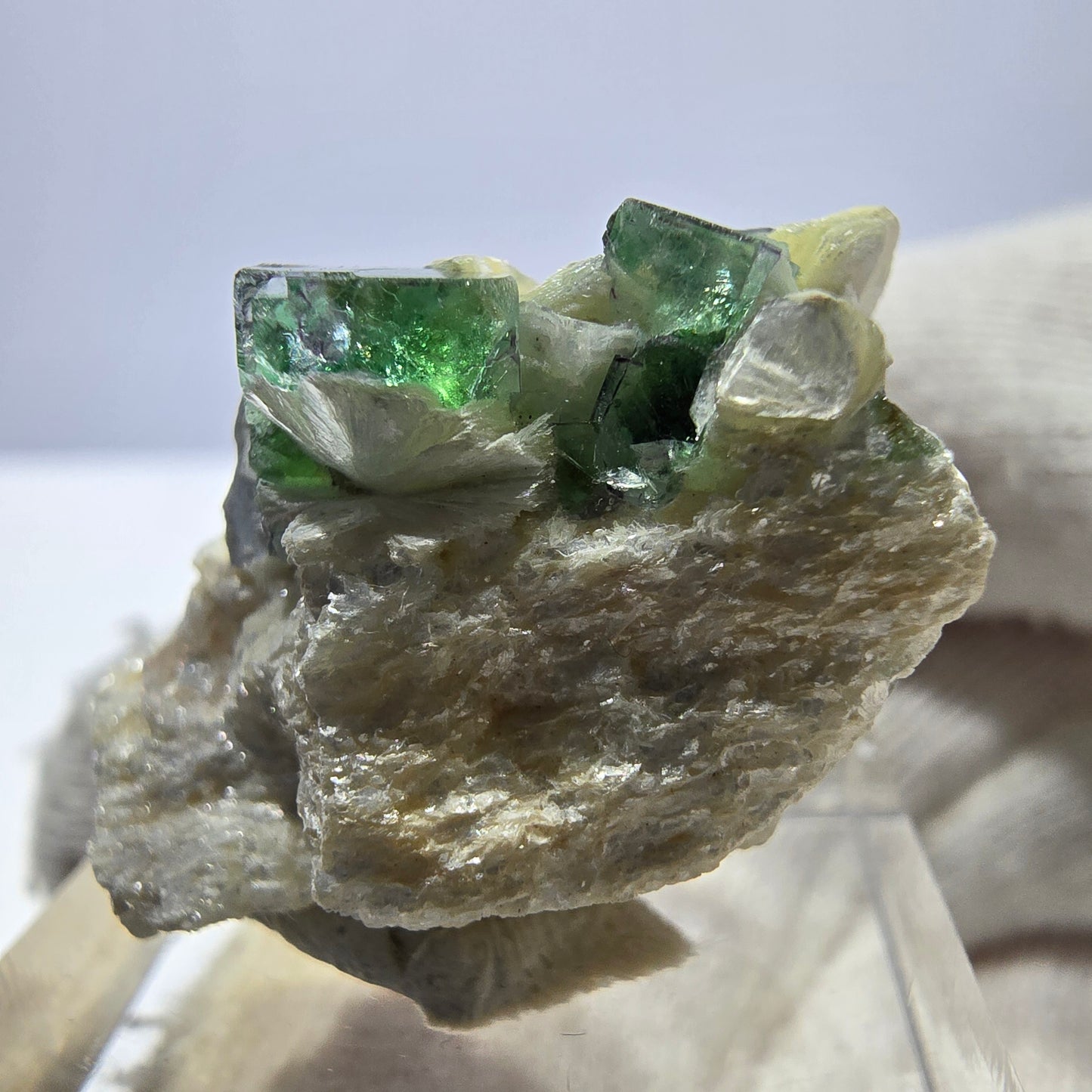 Phantom Fluorit Würfel, Muskovit Stufe Erongo, Namibia 29*19*15mm