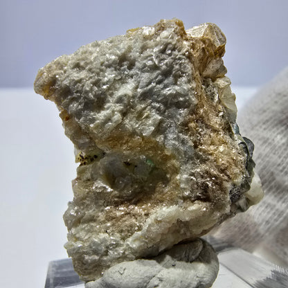 Cube de fluorite fantôme zonal, muscovite, spécimen d'hyalite, Erongo, Namibie, 27 x 30 x 22 mm 