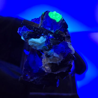 Cubes de fluorite fantôme colorés, tourmaline scholle muscovite hyalite, Erongo, Namibie, 36 x 24 x 15 mm 