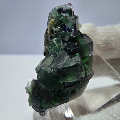 Fluorite fantôme, quartz fumé, hyalite, tourmaline de Schörl, muscovite, Erongo, Namibie, 37 x 18 x 18 mm 