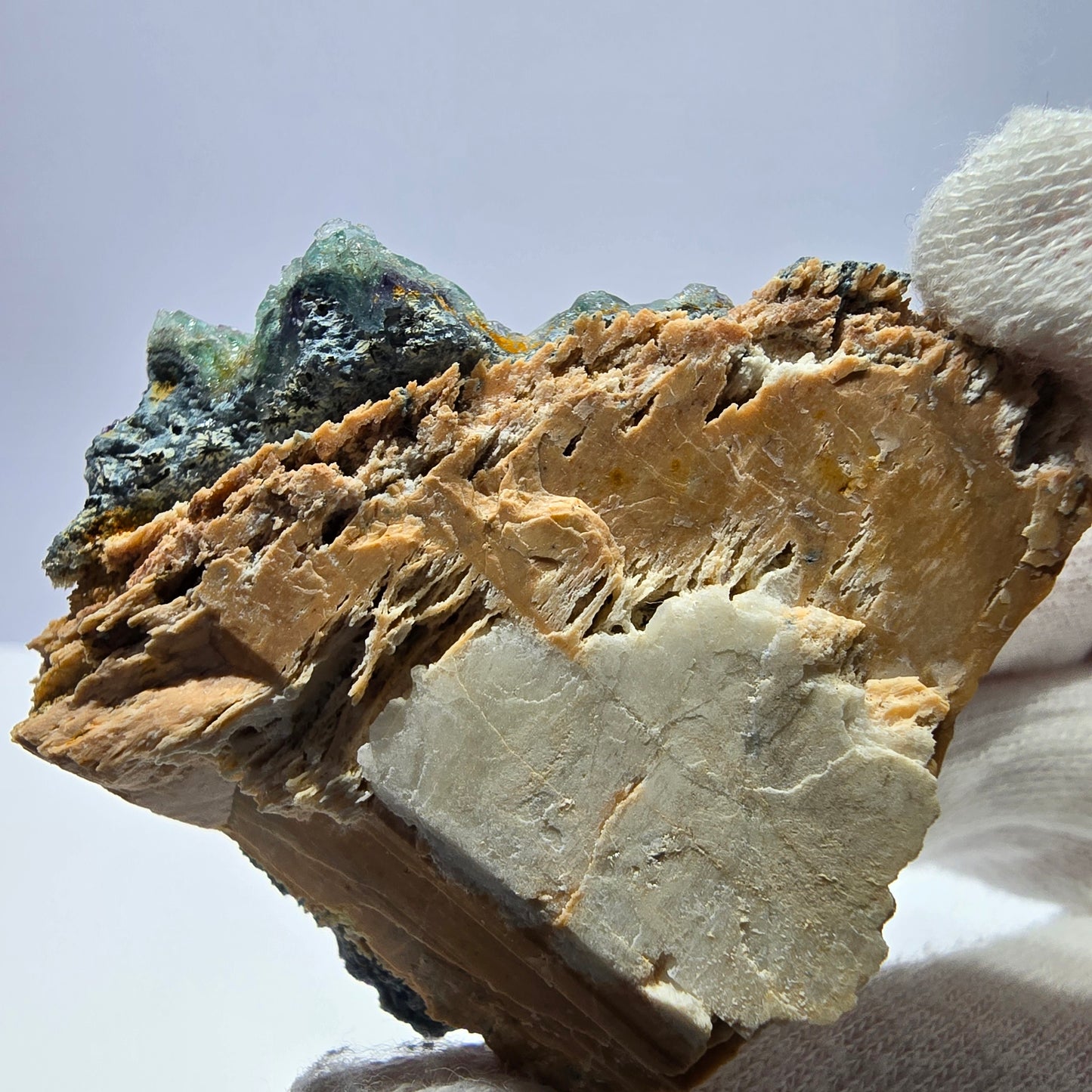 Cube de fluorite fantôme zonal, spécimen d'orthose, Erongo, Namibie, 62 x 45 x 30 mm 