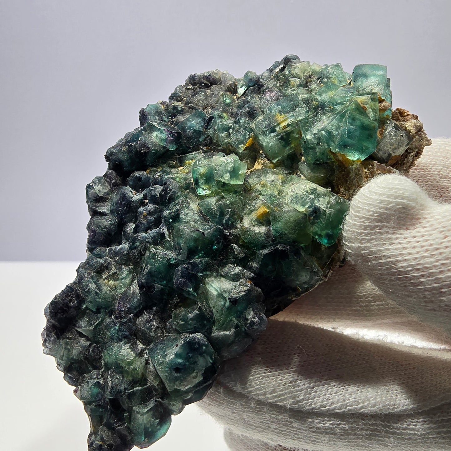 Rares cubes de fluorite fantôme zonaux, spécimen de hyalite Erongo, Namibie 82 x 49 x 26 mm 