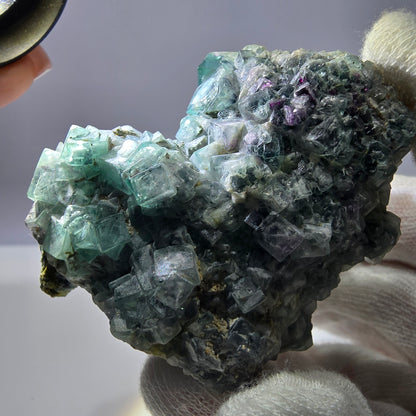 Cube de fluorite fantôme zonal, spécimen de tourmaline Schorl, Erongo, Namibie, 56 x 49 x 41 mm 