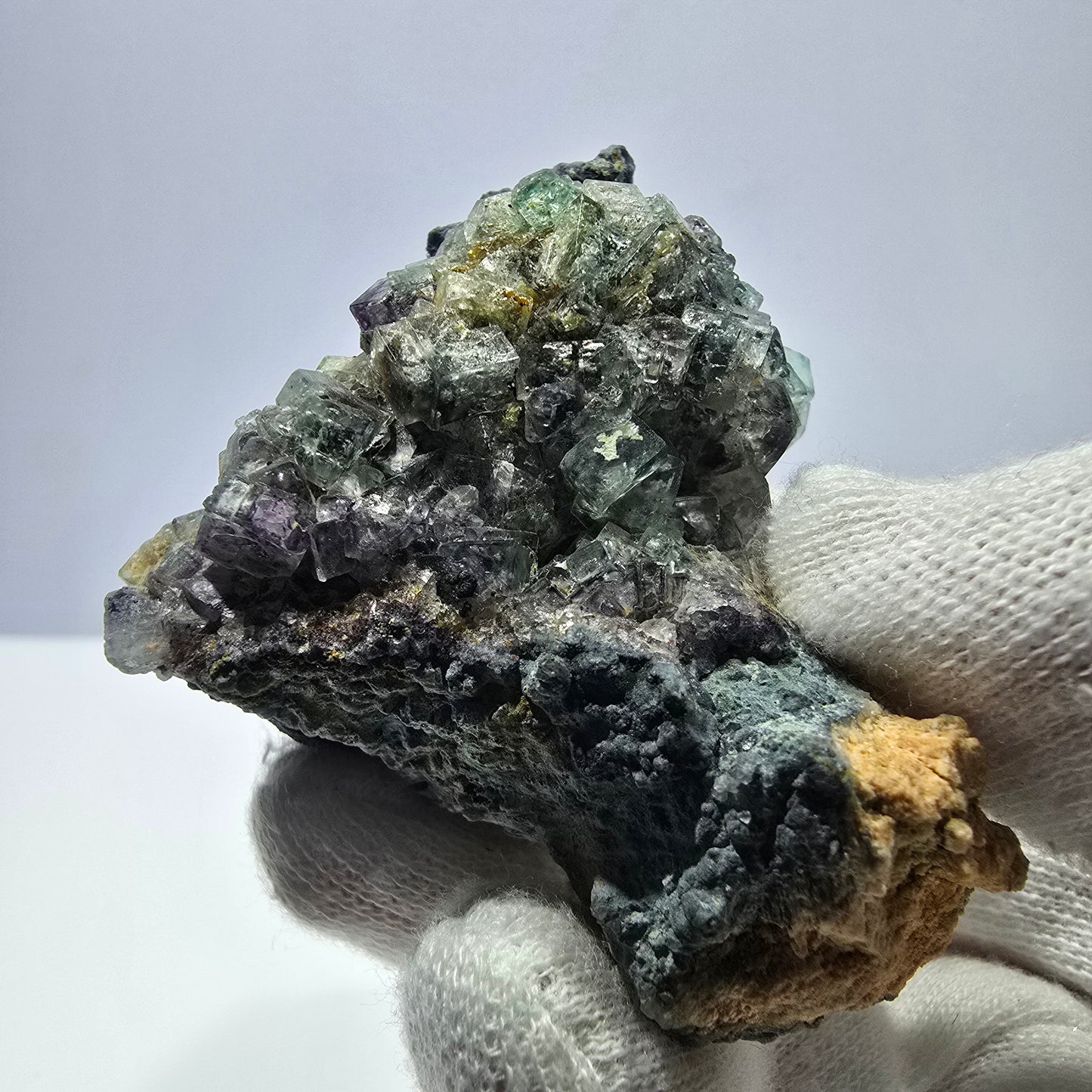 Cube de fluorite fantôme zonal, spécimen d'orthose, Erongo, Namibie, 61 x 50 x 32 mm 