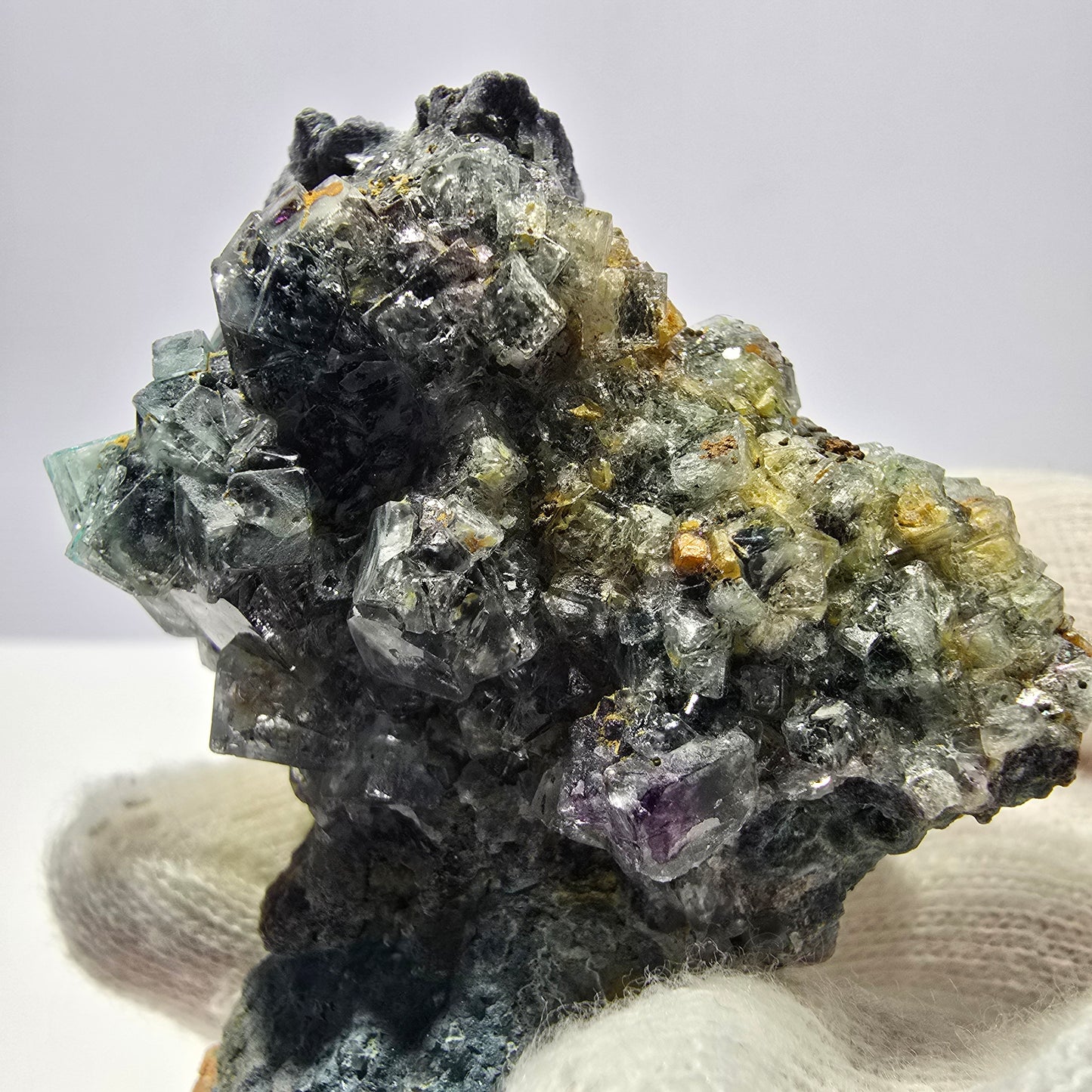 Cube de fluorite fantôme zonal, spécimen d'orthose, Erongo, Namibie, 61 x 50 x 32 mm 