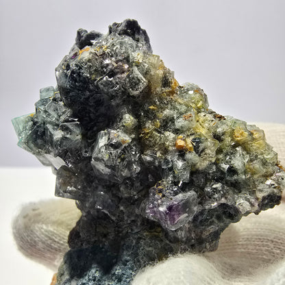 Cube de fluorite fantôme zonal, spécimen d'orthose, Erongo, Namibie, 61 x 50 x 32 mm 