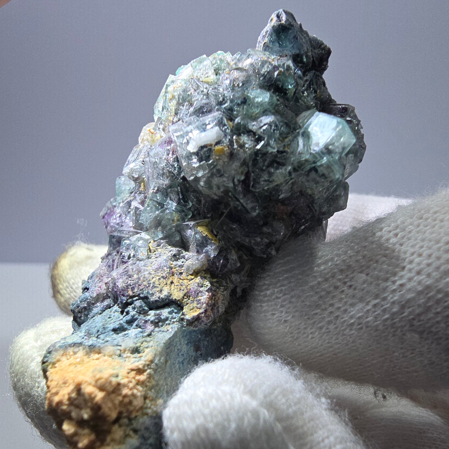 Cube de fluorite fantôme zonal, spécimen d'orthose, Erongo, Namibie, 61 x 50 x 32 mm 