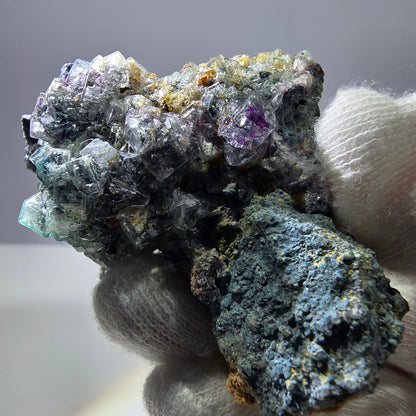 Cube de fluorite fantôme zonal, spécimen d'orthose, Erongo, Namibie, 61 x 50 x 32 mm 