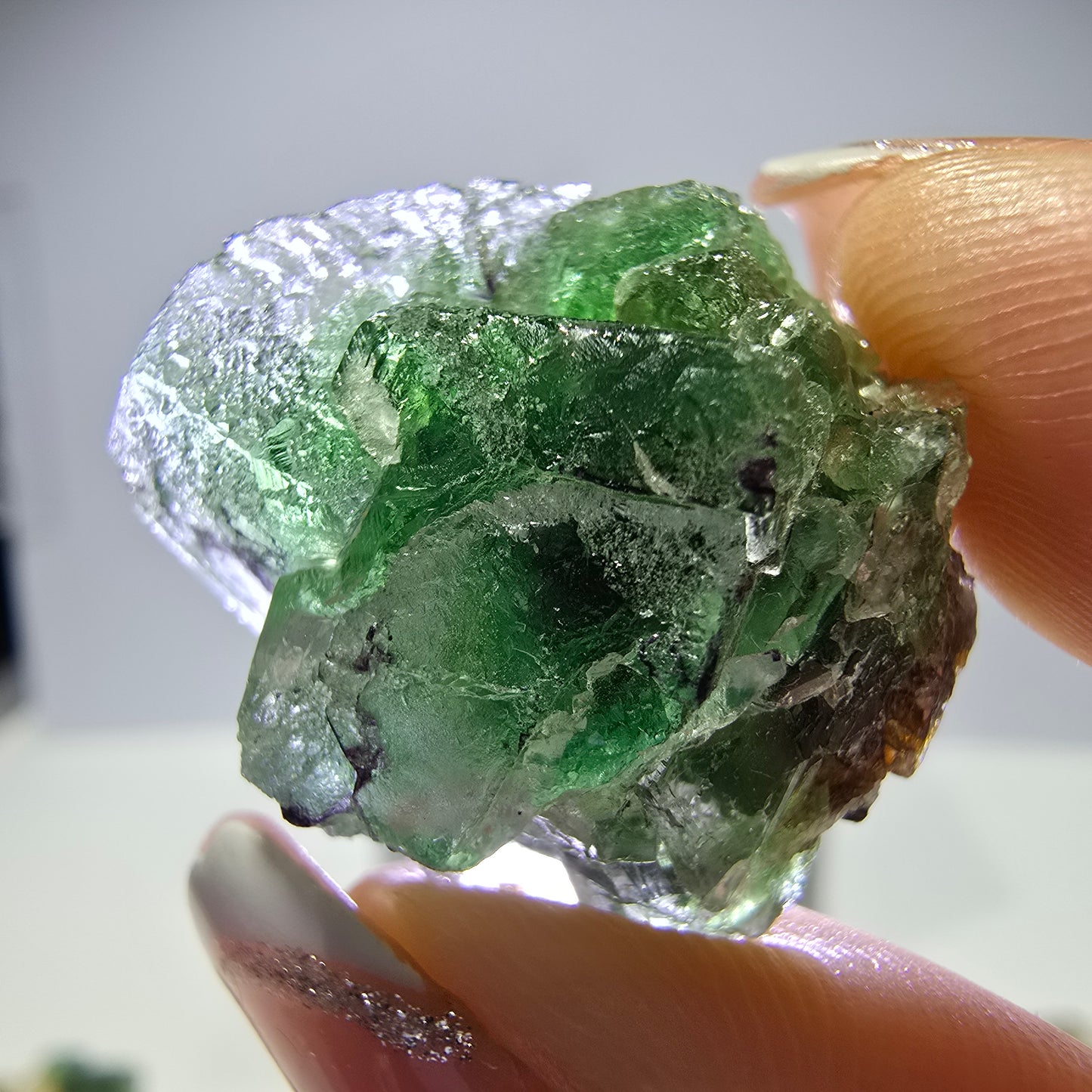 Lot de 16 fluorites fantômes, hyalites, tourmalines Schörl, muscovites, marches d'Erongo, Namibie 