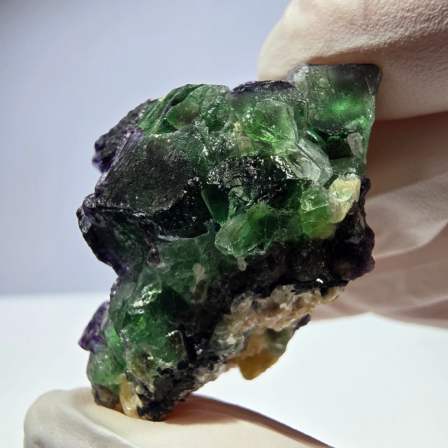 Cube de fluorite fantôme, zonal, muscovite, spécimen de tourmaline Schorl, Erongo, Namibie, 43 x 30 x 28 mm 