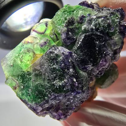 Cube de fluorite fantôme, zonal, muscovite, spécimen de tourmaline Schorl, Erongo, Namibie, 43 x 30 x 28 mm 
