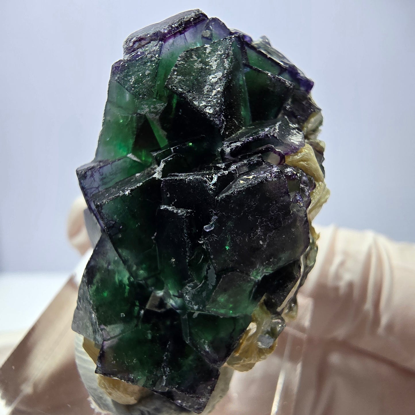 Cube de fluorite fantôme, zonal, muscovite, spécimen de tourmaline Schorl, Erongo, Namibie, 37 x 24 x 20 mm 