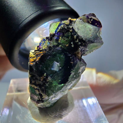 Cube de fluorite fantôme, zonal, muscovite, spécimen de tourmaline Schorl, Erongo, Namibie, 28 x 23 x 15 mm 