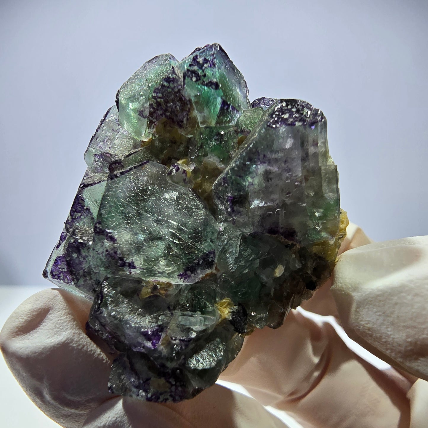 Cube de fluorite fantôme, zonal, muscovite, spécimen de tourmaline Schorl, Erongo, Namibie, 42 x 35 x 23 mm 