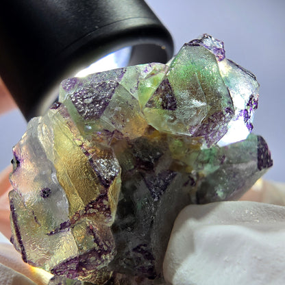 Cube de fluorite fantôme, zonal, muscovite, spécimen de tourmaline Schorl, Erongo, Namibie, 42 x 35 x 23 mm 
