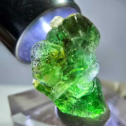 Cube de fluorite fantôme, muscovite et tourmaline Schorl, spécimen d'Erongo, Namibie, 22 x 14 x 13 mm 