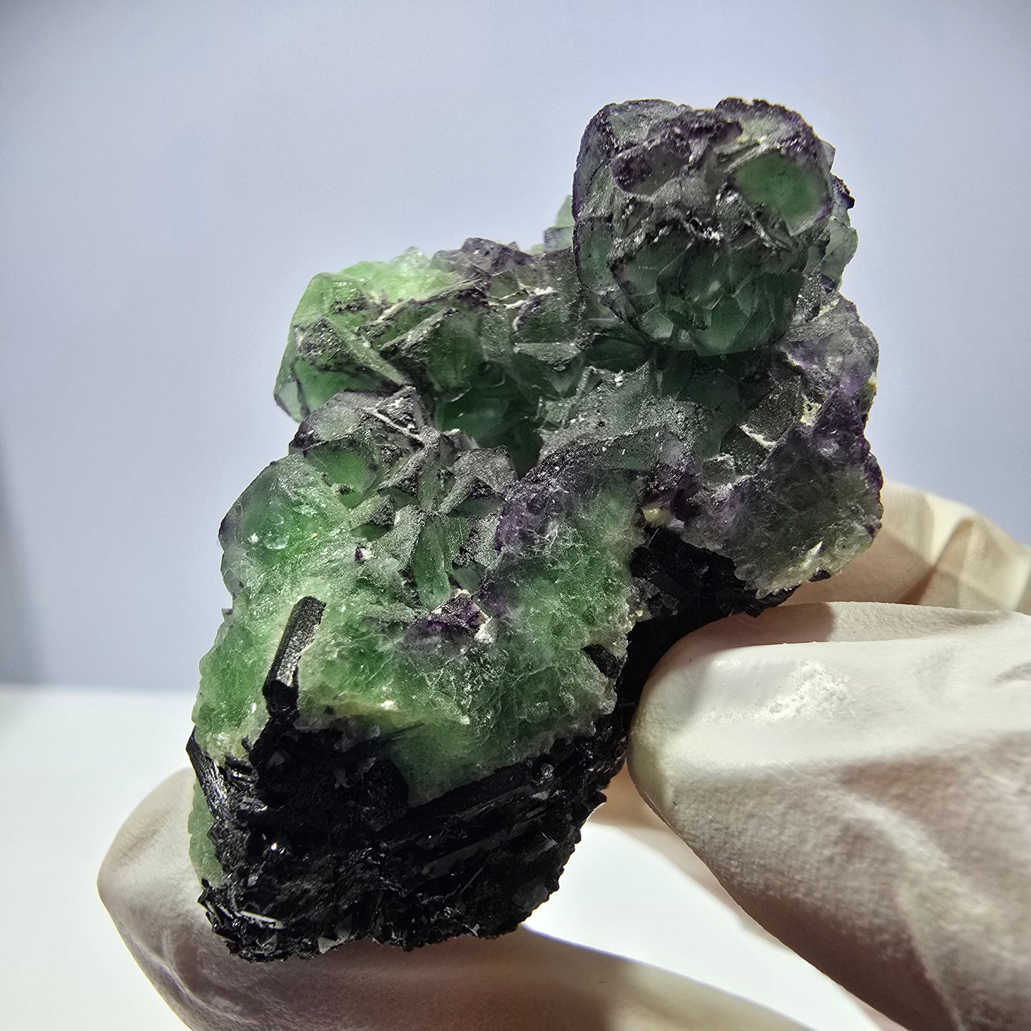 Cube de fluorite fantôme, zonal, muscovite, spécimen de tourmaline Schorl, Erongo, Namibie, 50 x 36 x 36 mm 