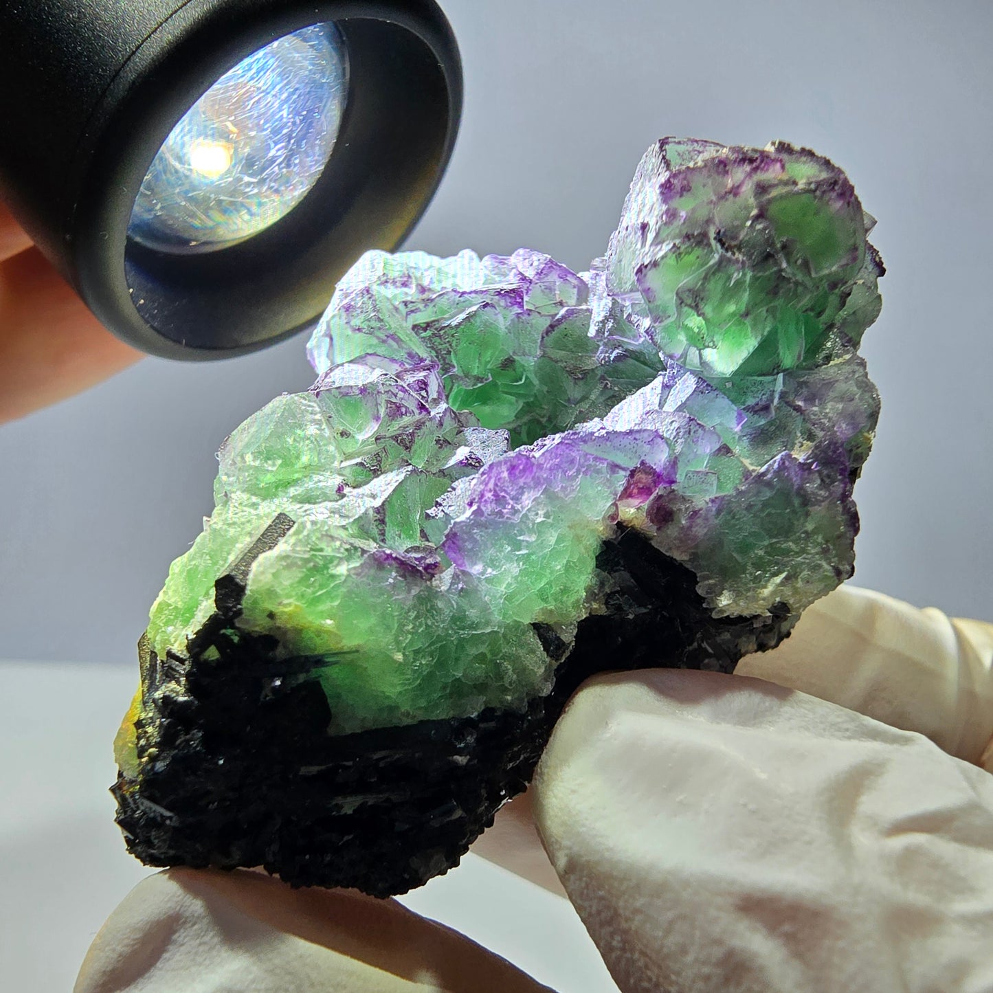 Cube de fluorite fantôme, zonal, muscovite, spécimen de tourmaline Schorl, Erongo, Namibie, 50 x 36 x 36 mm 