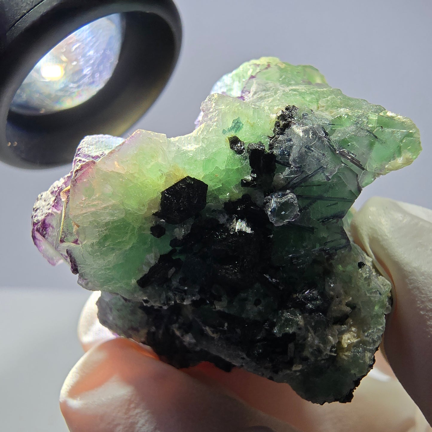 Cube de fluorite fantôme, zonal, muscovite, spécimen de tourmaline Schorl, Erongo, Namibie, 50 x 36 x 36 mm 