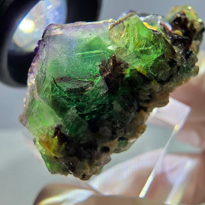 Cube de fluorite fantôme, zonal, muscovite, spécimen de tourmaline Schorl, Erongo, Namibie, 40 x 27 x 21 mm 