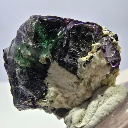 Cube de fluorite fantôme, zonal, spécimen de muscovite, Erongo, Namibie, 27 x 26 x 20 mm 