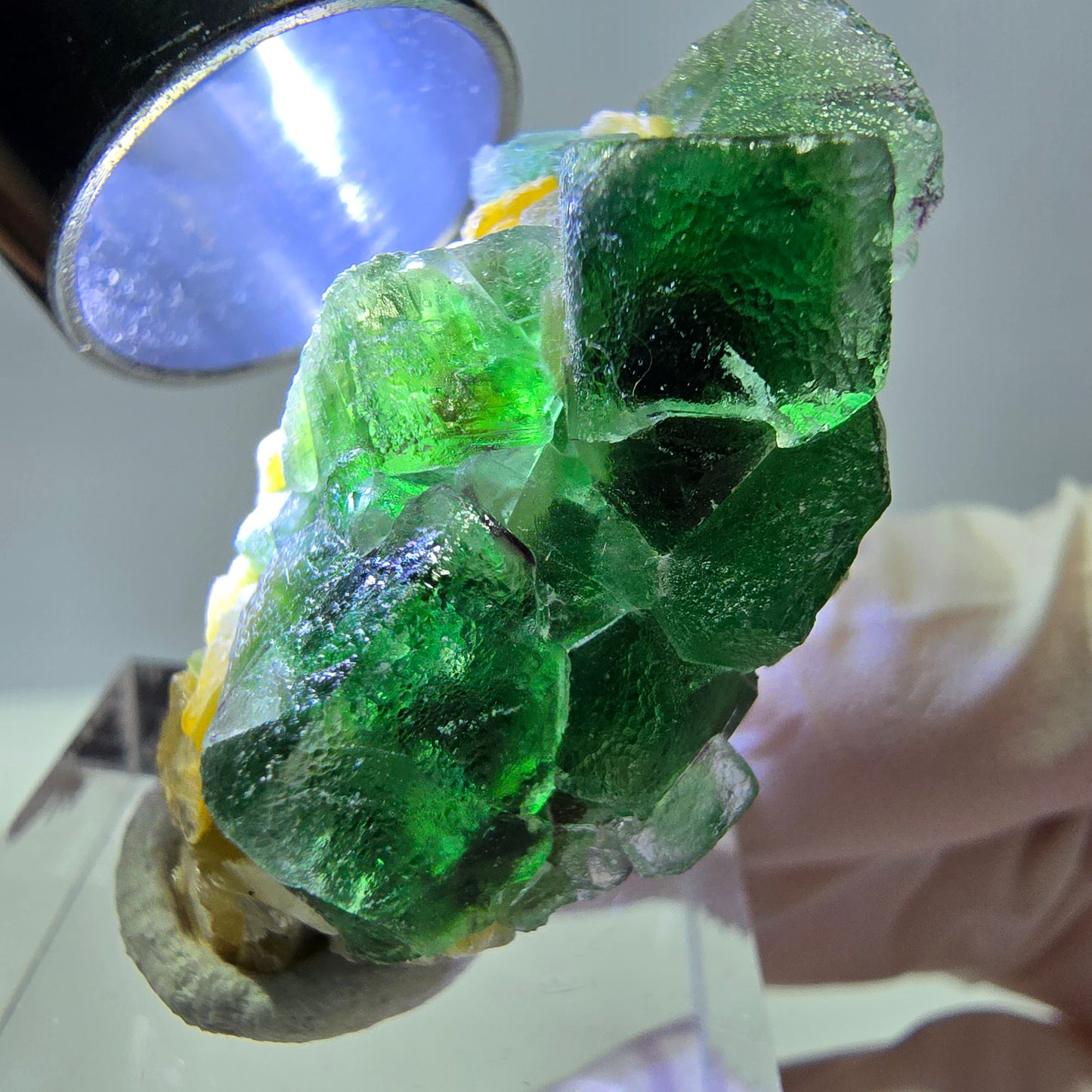 Cube de fluorite fantôme, spécimen de muscovite, Erongo, Namibie, 36 x 19 x 16 mm 