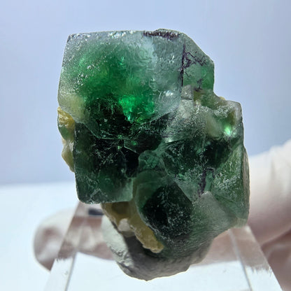 Cube de fluorite fantôme, zonal, spécimen de muscovite, Erongo, Namibie, 29 x 22 x 20 mm 