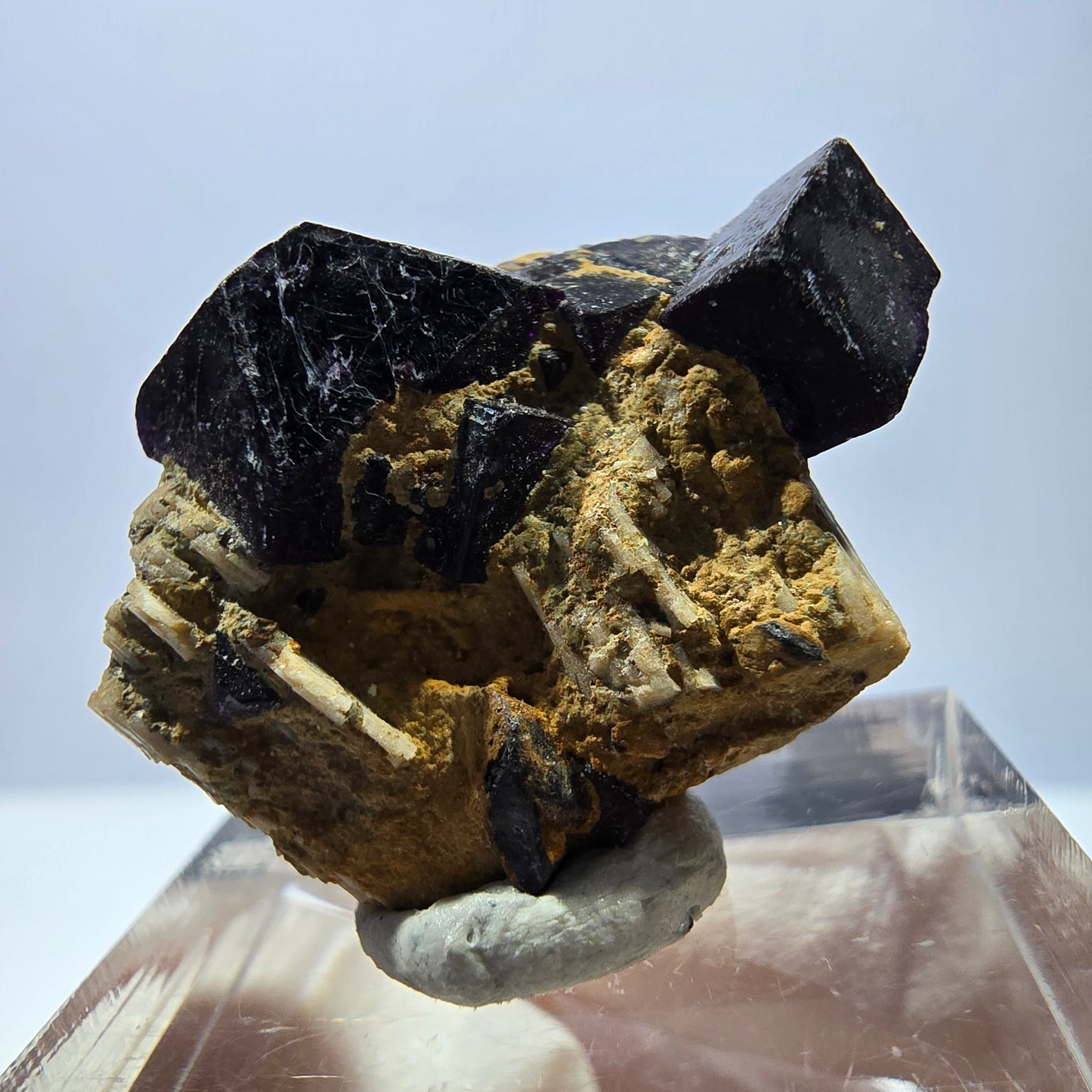 Cube de fluorite fantôme, zonal, spécimen d'orthose, Erongo, Namibie, 27 x 22 x 13 mm 