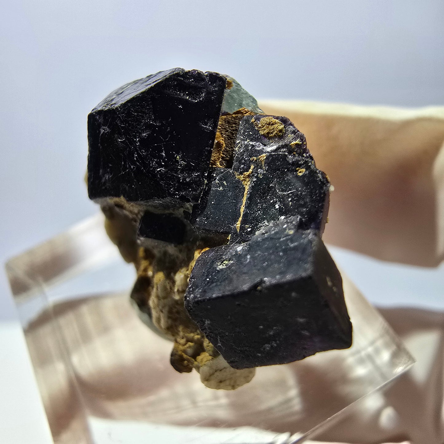 Cube de fluorite fantôme, zonal, spécimen d'orthose, Erongo, Namibie, 27 x 22 x 13 mm 