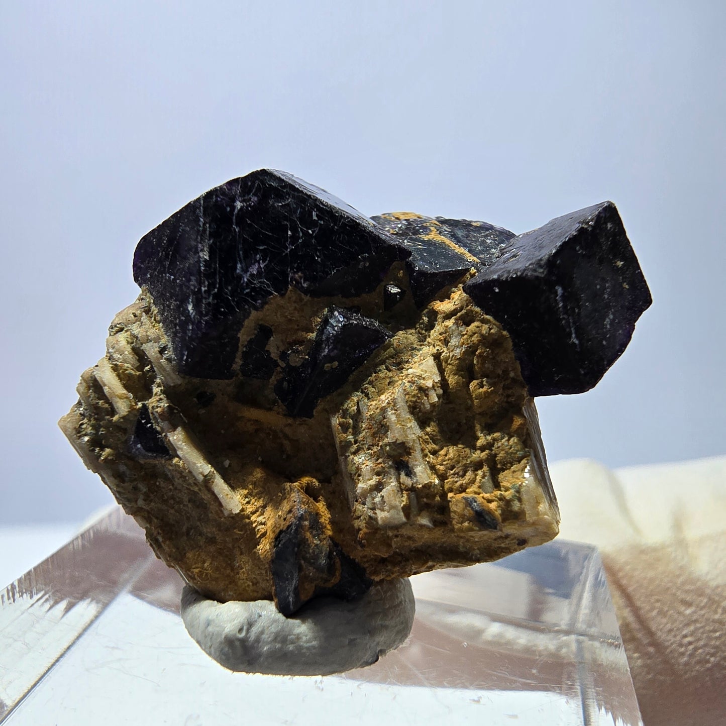 Cube de fluorite fantôme, zonal, spécimen d'orthose, Erongo, Namibie, 27 x 22 x 13 mm 