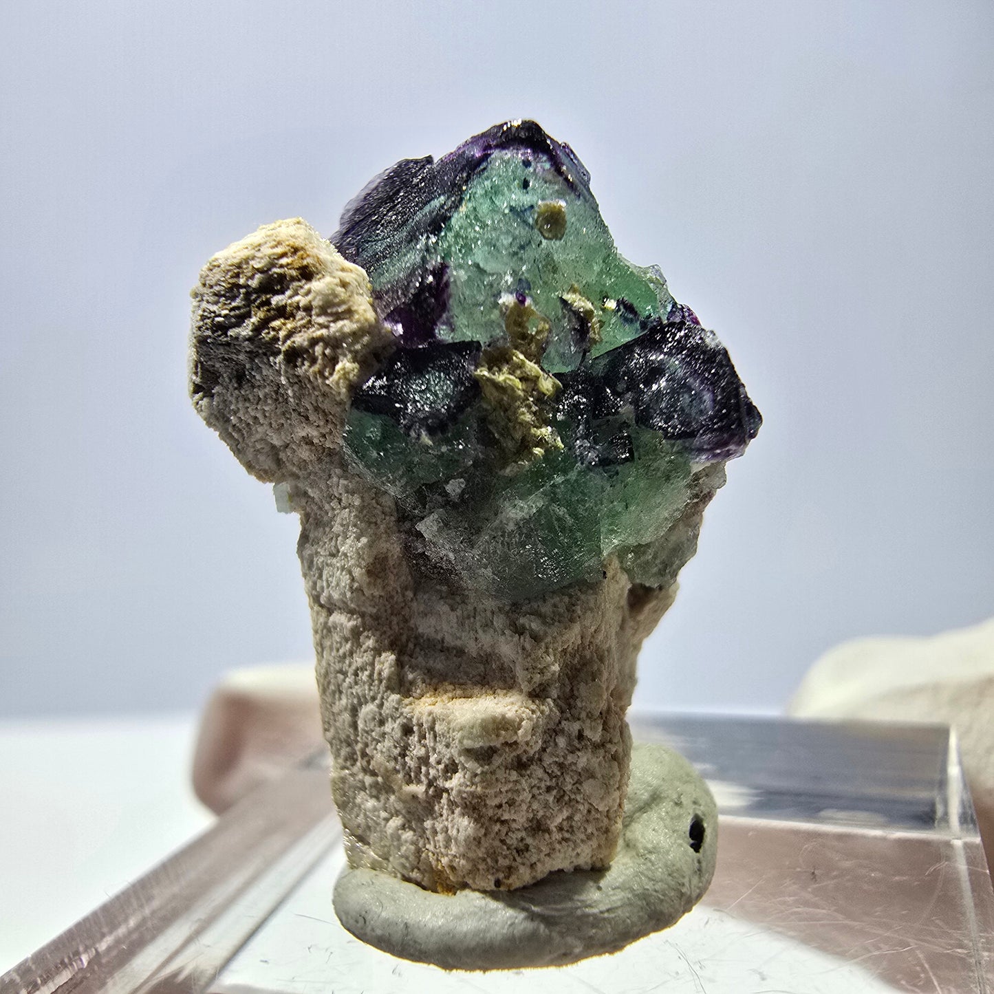 Cube de fluorite fantôme, zonal, spécimen d'orthose, Erongo, Namibie, 24 x 20 x 14 mm 