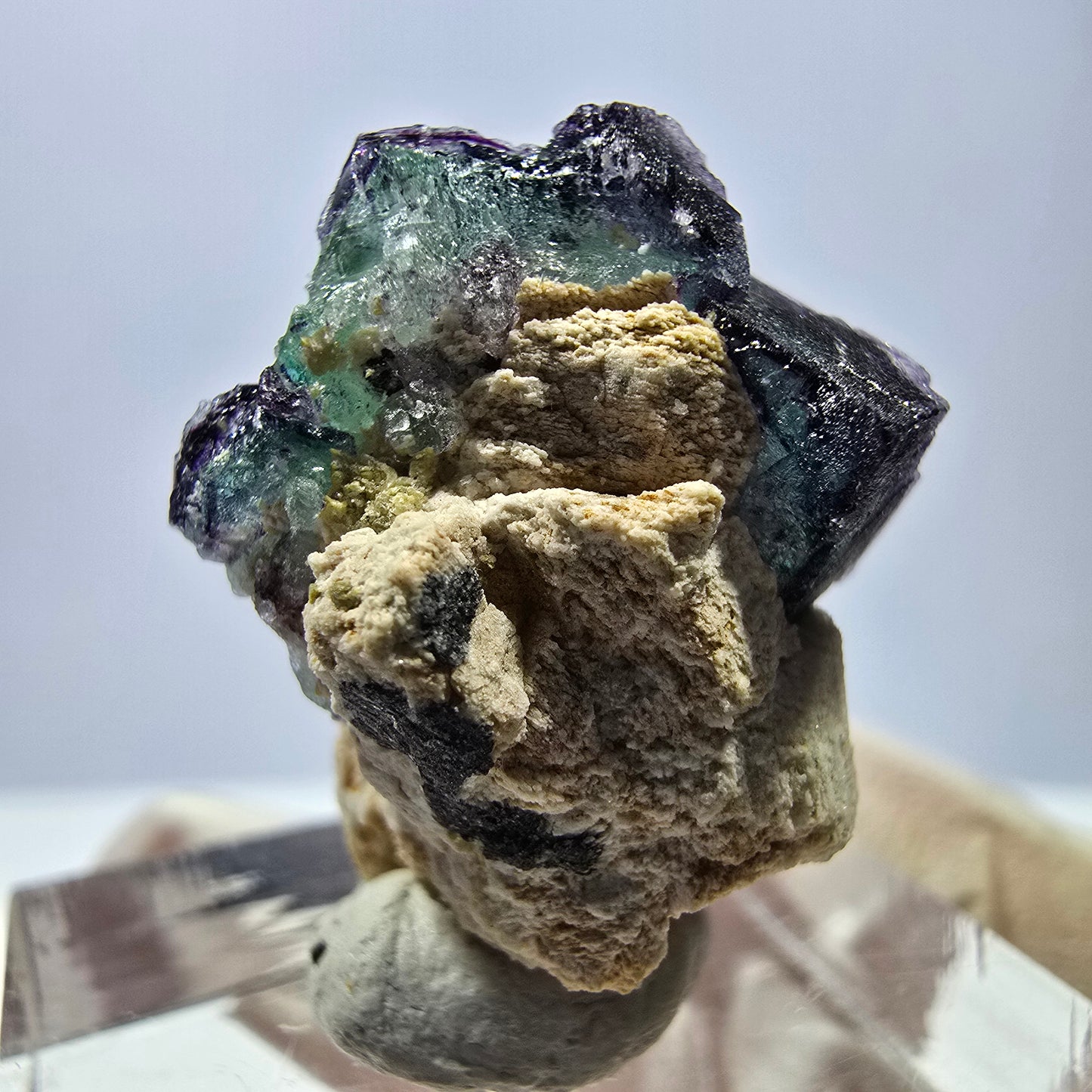 Cube de fluorite fantôme, zonal, spécimen d'orthose, Erongo, Namibie, 24 x 20 x 14 mm 