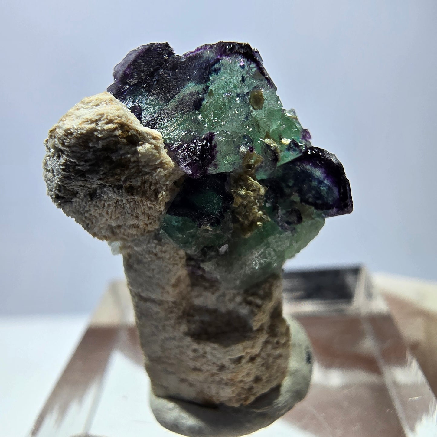 Cube de fluorite fantôme, zonal, spécimen d'orthose, Erongo, Namibie, 24 x 20 x 14 mm 