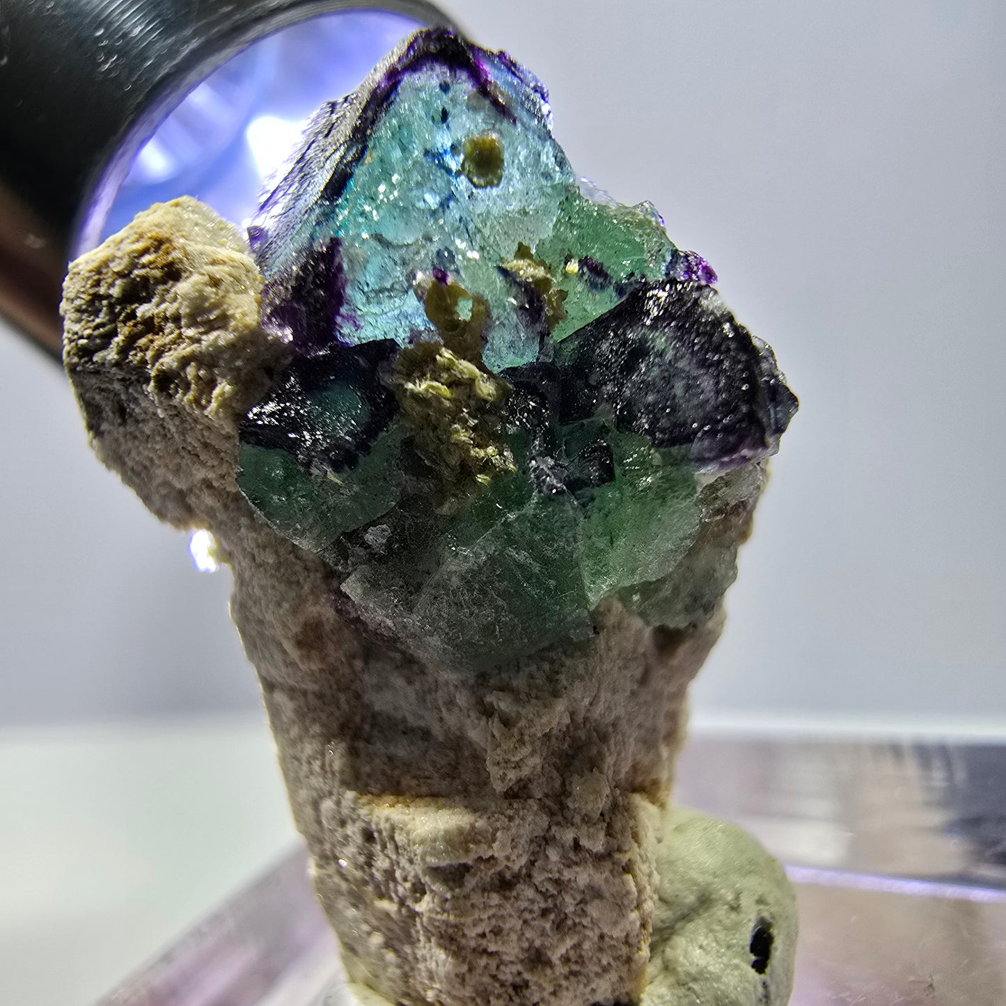 Cube de fluorite fantôme, zonal, spécimen d'orthose, Erongo, Namibie, 24 x 20 x 14 mm 