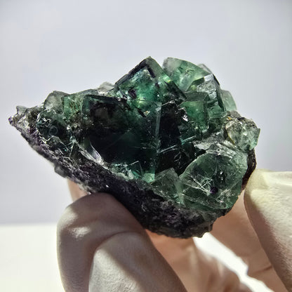 Spécimen de cube de fluorite fantôme, zonal, vert violet Okorusu, Namibie 35*34*29 mm 
