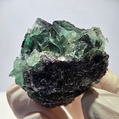 Spécimen de cube de fluorite fantôme, zonal, vert violet Okorusu, Namibie 35*34*29 mm 