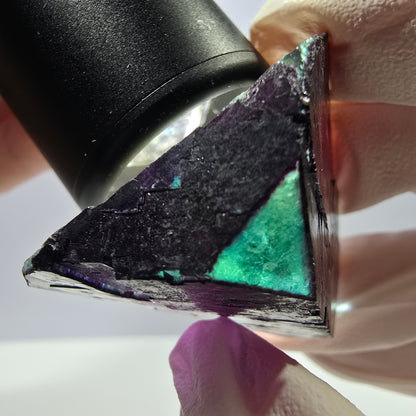 Spécimen de cube de fluorite fantôme vert violet zonal 11:11 Angel Pocket, Namibie 44*42*26mm 