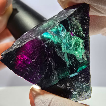Spécimen de cube de fluorite fantôme vert violet zonal 11:11 Angel Pocket, Namibie 44*42*26mm 