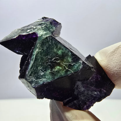 Spécimen de cube de fluorite fantôme vert violet zonal 11:11 Angel Pocket, Namibie 45*32*17mm 
