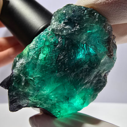 Spécimen de cube de fluorite fantôme vert violet zonal 11:11 Angel Pocket, Namibie 67*53*42mm 