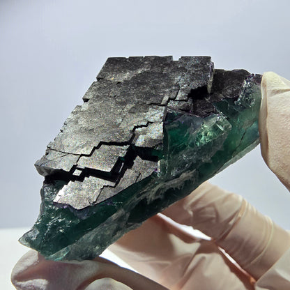 Spécimen de cube de fluorite fantôme vert violet zonal 11:11 Angel Pocket, Namibie 61*40*33mm 