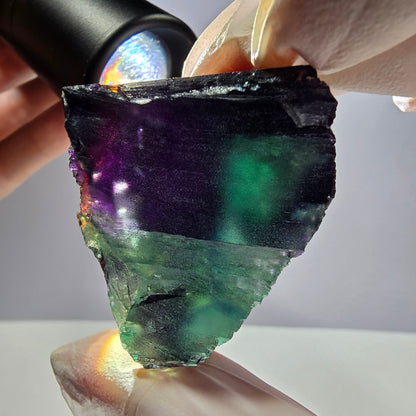 Spécimen de cube de fluorite fantôme vert violet zonal 11:11 Angel Pocket, Namibie 41*33*18mm 