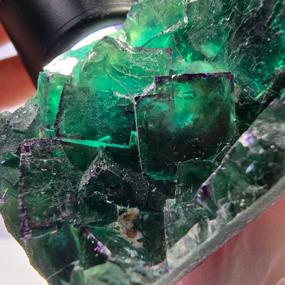 Cube de fluorite fantôme vert étagé, Okorusu, Namibie, 80 x 36 x 20 mm 